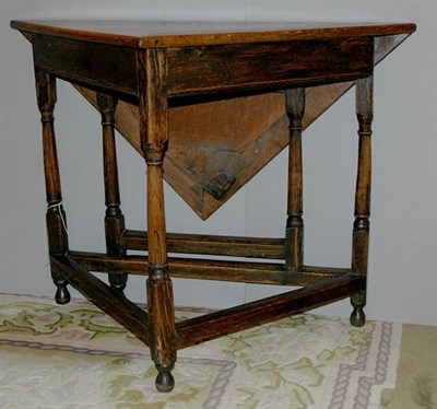 Lot 3196 - Charles I Style Oak Triangular Drop Leaf Side...