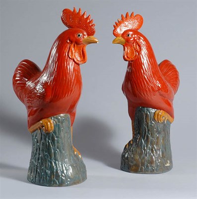 Lot 3545 - Pair of Chinese Porcelain Figures of Roosters...