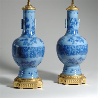 Lot 582 - Pair of Chinese Gilt-Bronze Mounted Blue...