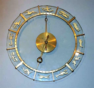 Lot 210 - Art Deco Style Metal Mounted Glass Zodiac...
