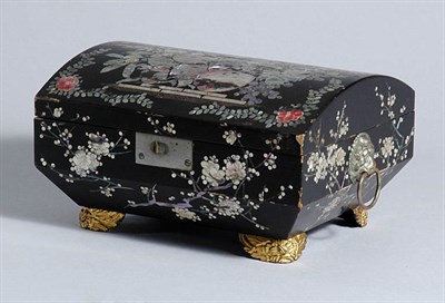 Lot 3473 - Victorian Abalone Inlaid Papier Mache Sewing...