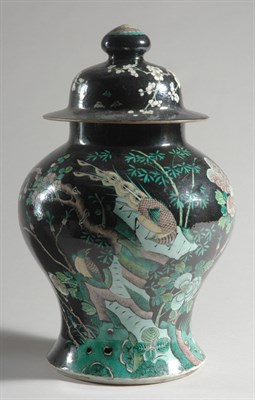 Lot 1323 - Chinese Famille Verte Porcelain Covered Vase...