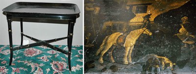 Lot 3152 - Lacquered Tray Top Table on Faux Bamboo Base...