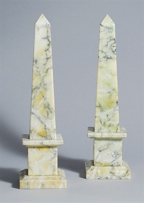 Lot 3524 - Pair of Marble Obelisks Height 14 1/4 inches.