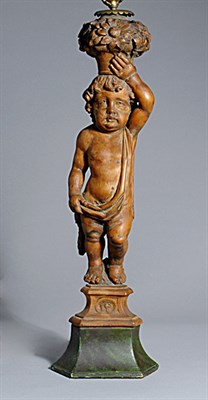 Lot 3424 - Carved Wood Figural Lamp Height 43 1/2 inches.