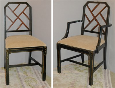 Lot 3204 - Set of Six Regency Style Painted Dining Chairs...