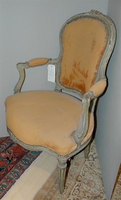 Lot 465 - Transitional Louis XV/XVI Painted Fauteuil...