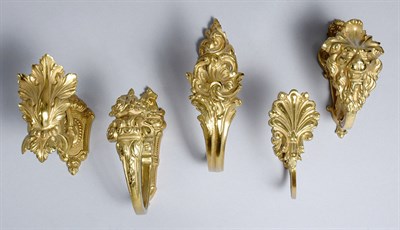 Lot 3407B - Five Pairs of Brass Tiebacks
