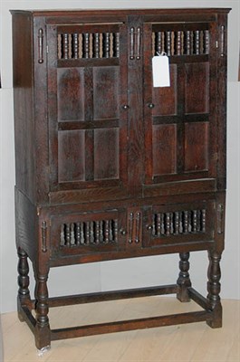 Lot 3563 - Charles II Style Oak Two-Door Cupboard on...