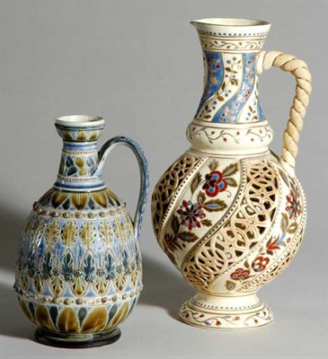 Lot 4501 - Zsolnay/Fischer Ceramic Pitcher; Together with...