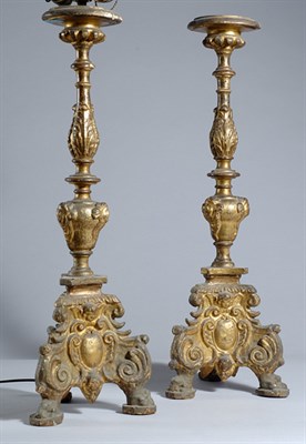 Lot 352 - Pair of Continental Baroque Gilt-Wood Picket...