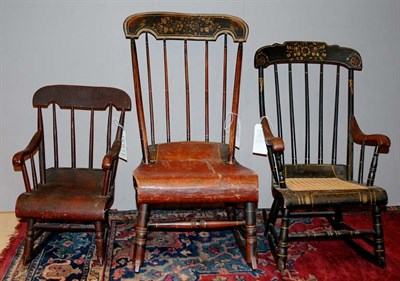 Lot 2155 - Two Painted and Decorated Rocking Chairs 19th...