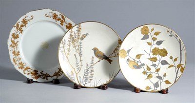 Lot 3476 - Eleven Gilt Bird Decorated Pottery Luncheon...