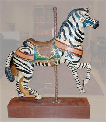 Lot 2230A - Carved and Painted Carousel Zebra 20th Century...