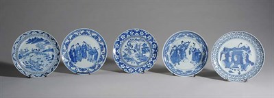 Lot 1320 - Group of Five Chinese Blue and White Glazed...