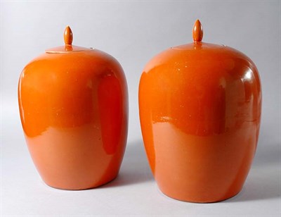 Lot 1358 - Pair of Chinese Iron Red Enameled Porcelain...