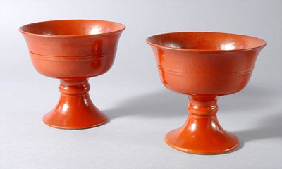 Lot 1353 - Two Chinese Porcelain Stem Cups Qianlong mark...