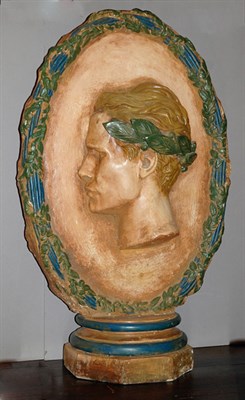 Lot 299 - Composition Painted Relief Plaque of Robert...