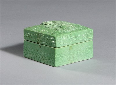 Lot 1379 - Chinese Lime Green Glazed Porcelain Box 19th...