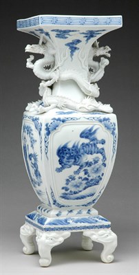 Lot 1027 - Japanese Hirado Blue and White Porcelain Vase...