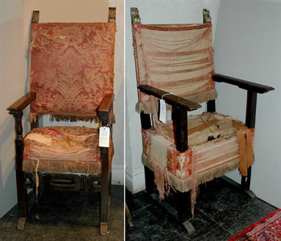 Lot 2173 - Pair of Continental Baroque Walnut Armchairs...