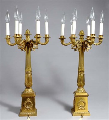 Lot 2095 - Pair of Louis XVI Style Gilt-Metal Six-Light...