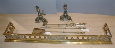 Lot 402 - Group of Brass Fireplace Equipment Comprising...