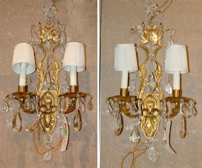 Lot 3522 - Pair of Rococo Style Gilt-Metal and Cut-Glass...