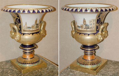 Lot 3557 - Pair of Sevres Style Porcelain Urns Height 19...
