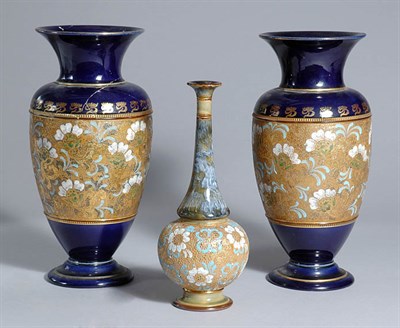 Lot 3468 - Pair of Royal Doulton Glazed Stoneware Vases;...