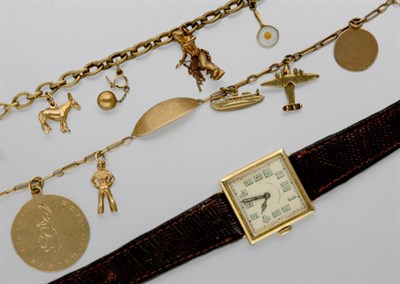 Lot 337 - Three Gold Charm Bracelets, Loose Charms and Wristwatch