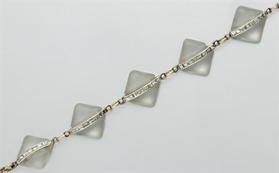 Lot 336 - Frosted Rock Crystal and Diamond Bracelet
