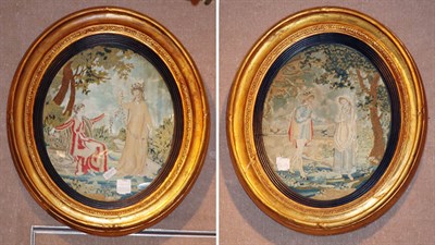 Lot 2575 - Pair of Regency Silk Embroidered Pictures...