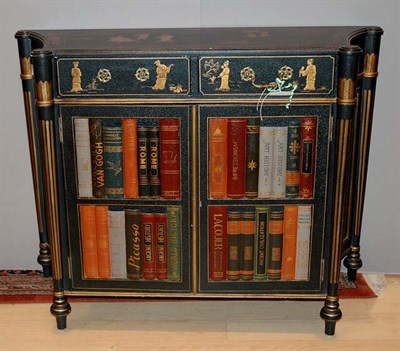 Lot 3444 - Chinoiserie and Faux Library Decorated Black...