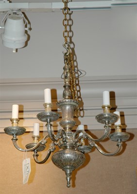 Lot 3511 - Rococo Style Silvered Metal Six-Light Chandelier