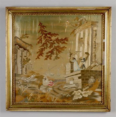 Lot 2554 - Regency Embroidered Silk Panel Early 19th...