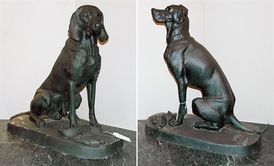 Lot 1128 - Pair of Black Painted Metal Figures of Hunting...