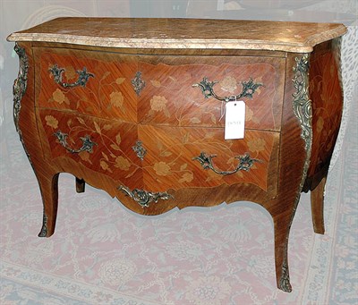 Lot 3532 - Louis XV Style Marquetry Inlaid Bombe Commode...