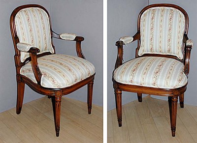 Lot 3533 - Pair of Louis XVI Style Upholstered Mahogany...