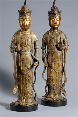 Lot 3309 - Pair of Thai Gilt-Metal Figures of Deities...