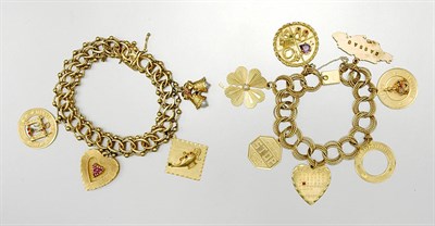 Lot 108 - Two Gold Charm Bracelets