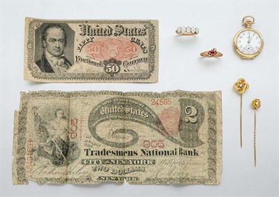 Lot 2 - Group of Jewelry and Paper Currency