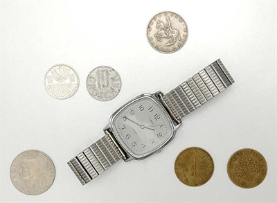 Lot 38 - Group of Assorted Coins and Metal Wristwatch