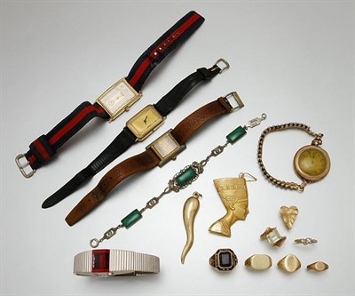 Lot 125 - Group of Assorted Gold and Metal Jewelry