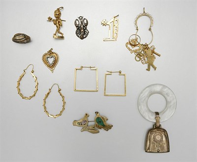 Lot 130 - Group of Assorted Gold, White Gold and Metal Jewelry