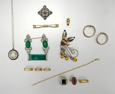 Lot 128 - Three Gold Band Rings and Assorted Sterling Silver and Costume Jewelry