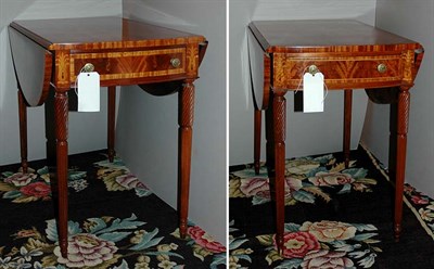 Lot 4470 - Pair of George III Style Banded Mahogany...