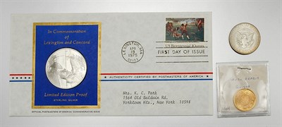 Lot 20 - Group of Saudi Arabian Gold Coins, U.S. Silver Half Dollars and Commemorative Postage Stamp Sets
