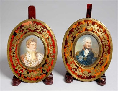 Lot 2167 - Two Framed Portrait Miniatures Each of oval...