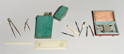 Lot 401 - English Silver Plated Mounted Shagreen...